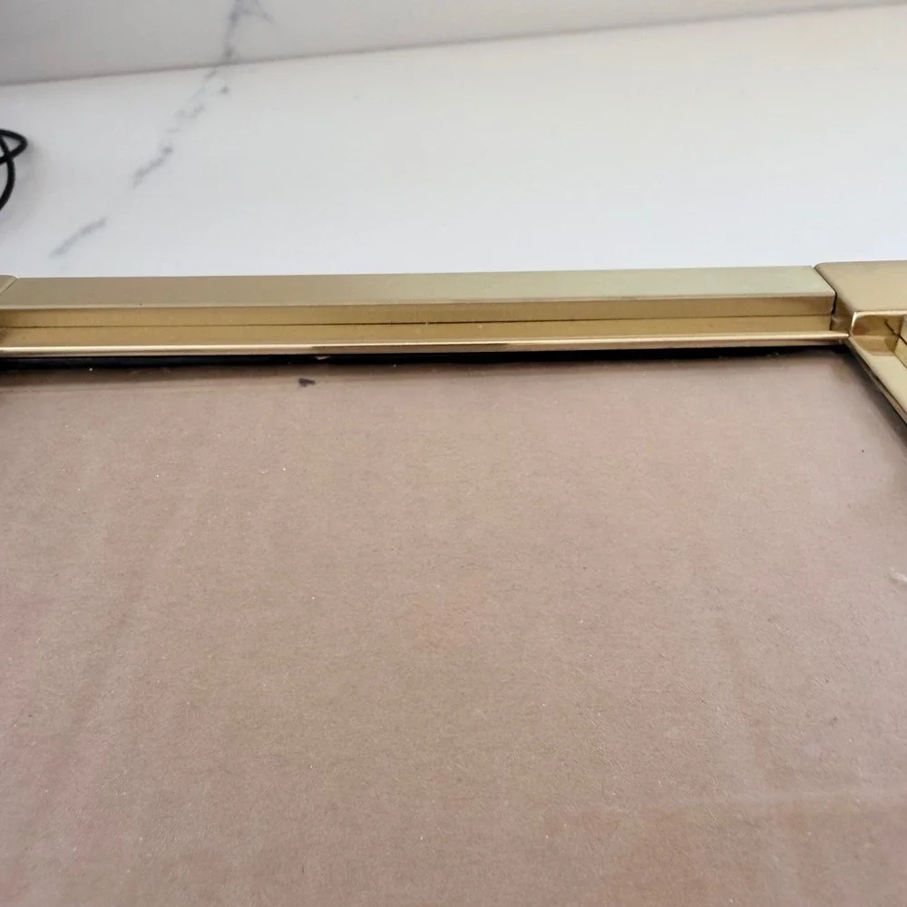 Modern Gold Tone Picture Frame Brushed and Polished Metal 5x7 Tabletop Decor